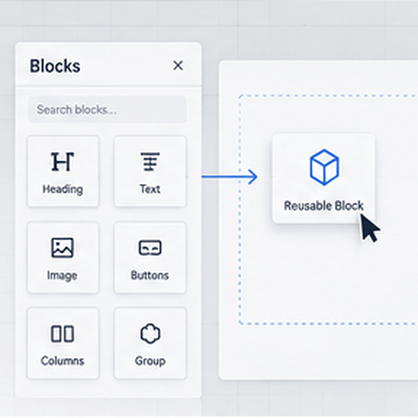 WordPress block editor illustrating creation of a reusable interface element.